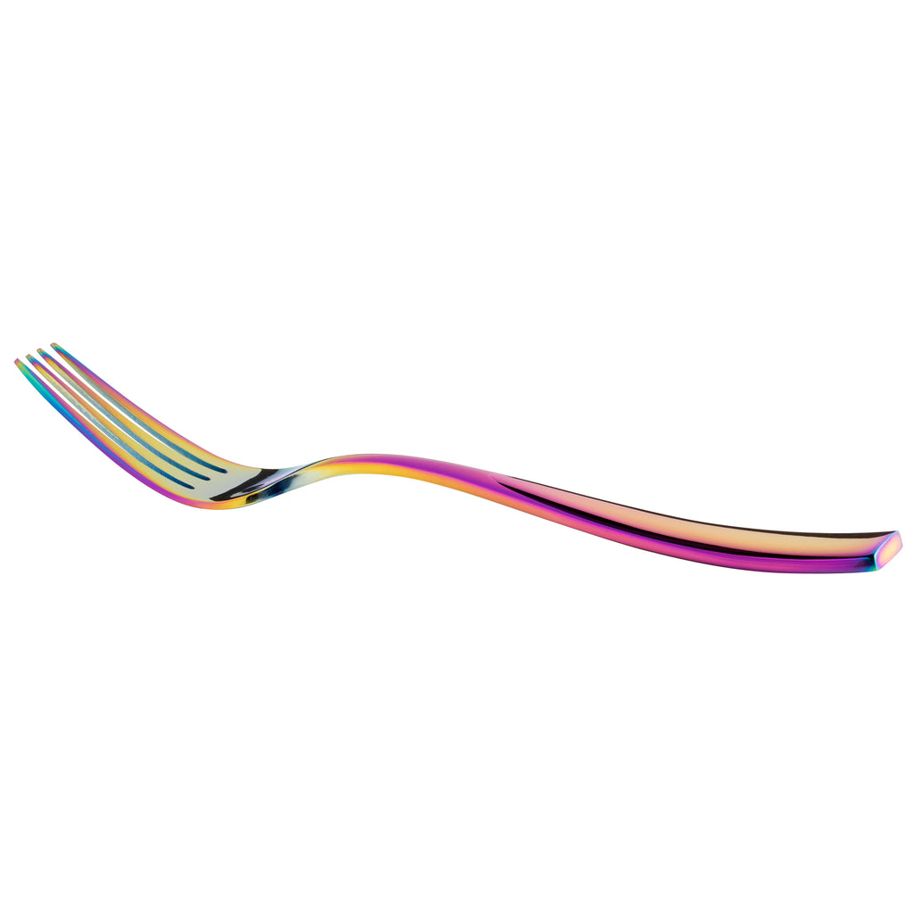 Bon Chef S3017RB Manhattan 8 3/8" 18/10 Extra Heavy Weight Rainbow PVD Stainless Steel European Size Dinner Fork - 12/Pack