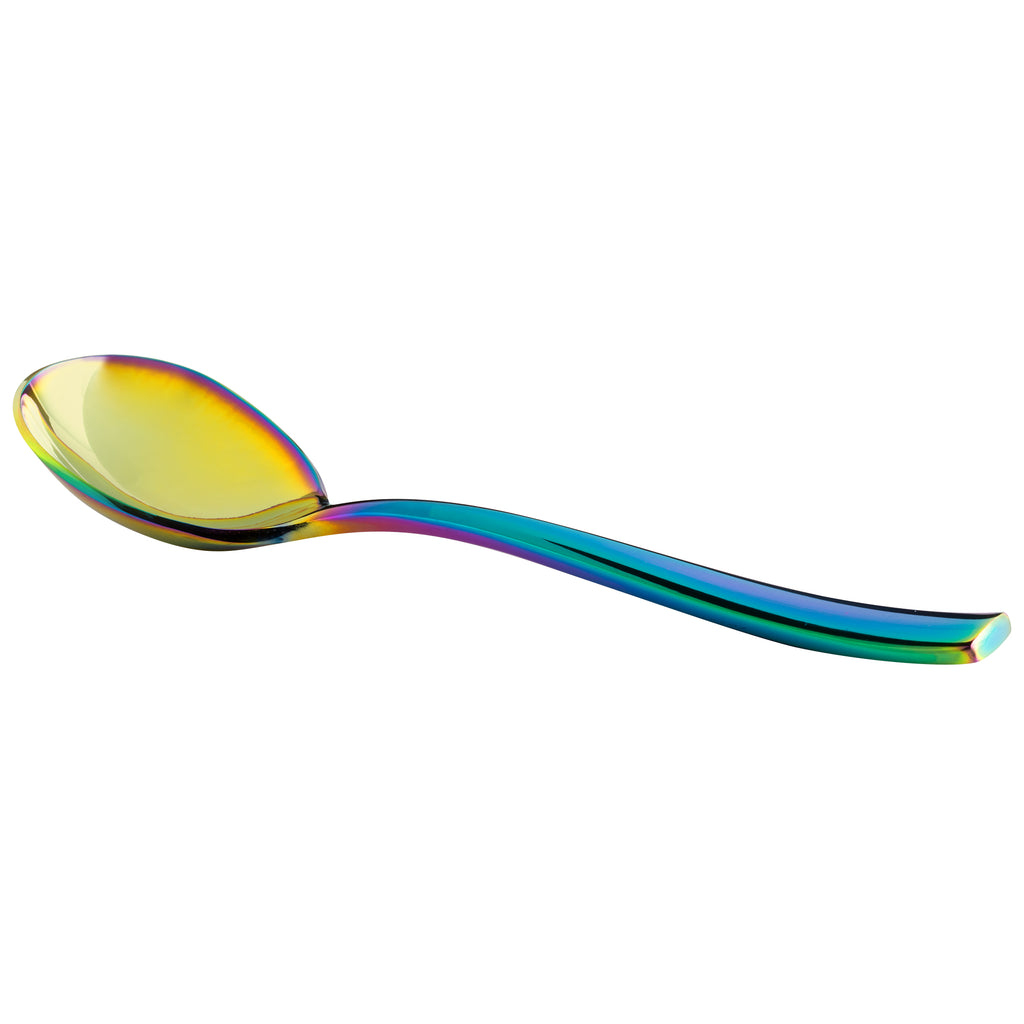 Bon Chef S3001RB Manhattan 6 3/8" 18/10 Extra Heavy Weight Rainbow PVD Stainless Steel Bouillon Spoon - 12/Pack