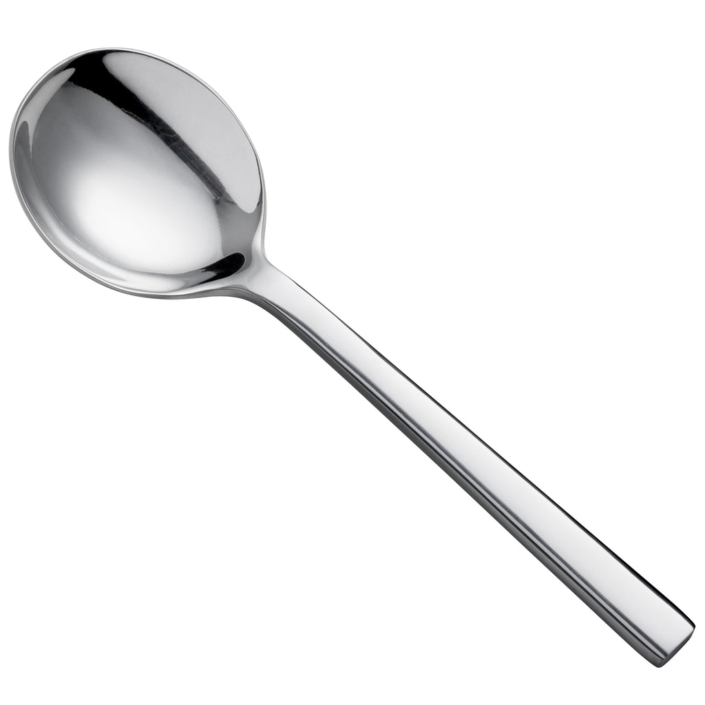 Oneida B678SBLF Chef's Table Mirror 6 1/4" 18/0 Stainless Steel Heavy Weight Bouillon Spoon - 12/Pack