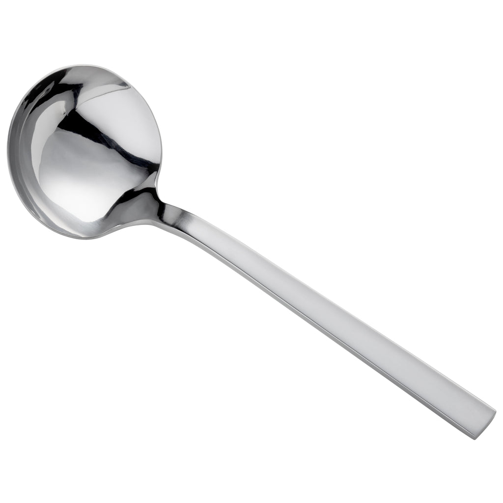 Oneida B678MGLF Chef's Table Mirror 8 3/8" 18/0 Stainless Steel Heavy Weight Gravy Ladle - 12/Pack
