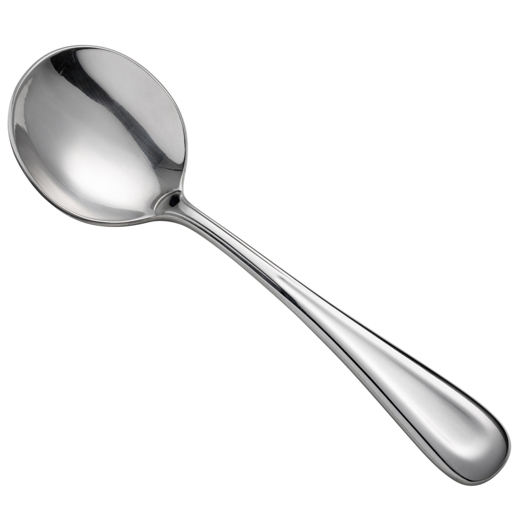 Oneida B882SBLF Acclivity 6" 18/0 Stainless Steel Heavy Weight Bouillon Spoon - 12/Pack