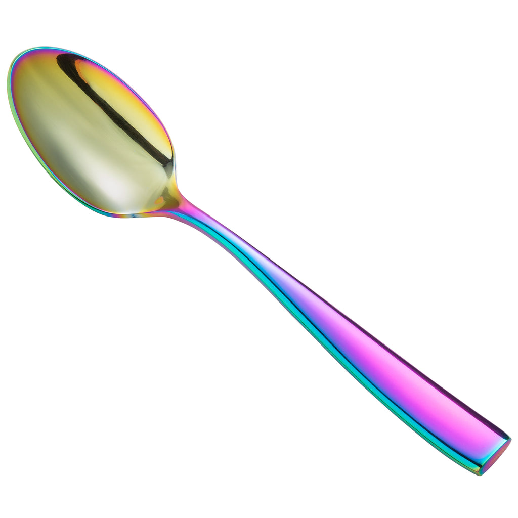Bon Chef S3003RB Manhattan 7 3/4" 18/10 Extra Heavy Weight Rainbow PVD Stainless Steel Soup / Dessert Spoon - 12/Pack