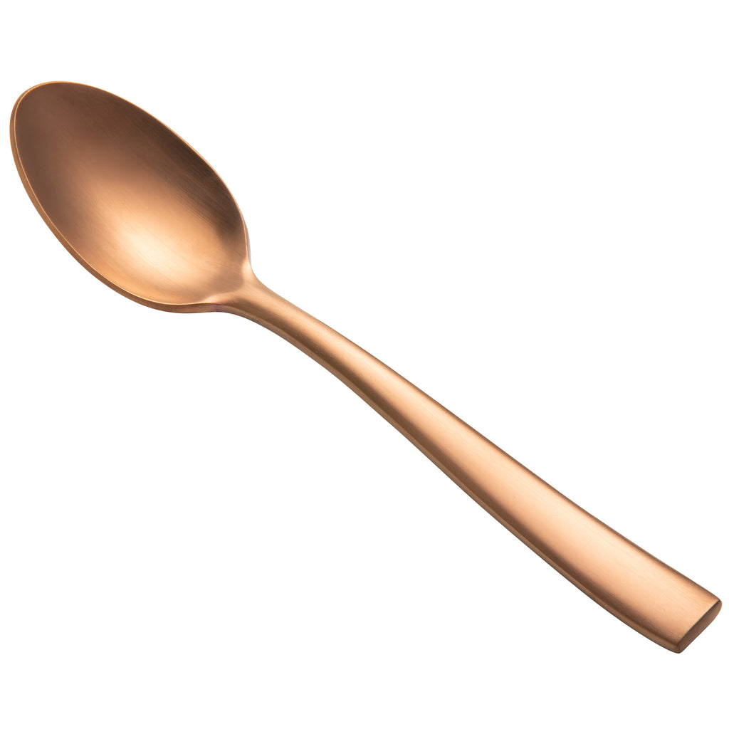 Bon Chef S3003RGM Manhattan 7 3/4" 18/10 Extra Heavy Weight Matte Rose Gold Stainless Steel Soup / Dessert Spoon - 12/Pack
