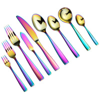 Bon Chef S3007RB Manhattan 6 3/4" 18/10 Extra Heavy Weight Rainbow PVD Stainless Steel Salad / Dessert Fork - 12/Pack