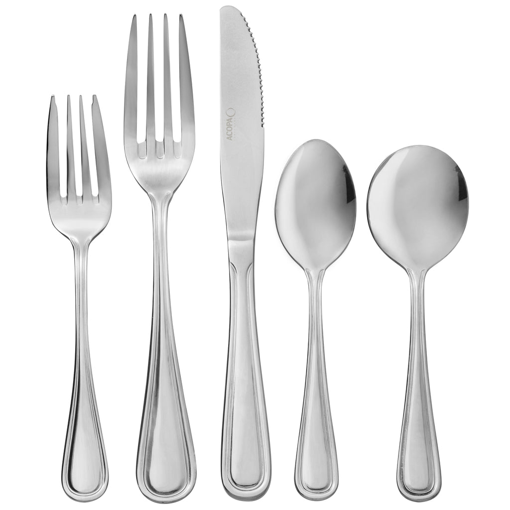 Acopa Edgewood 18/0 Stainless Steel Heavy Weight Flatware Set with Service for 12