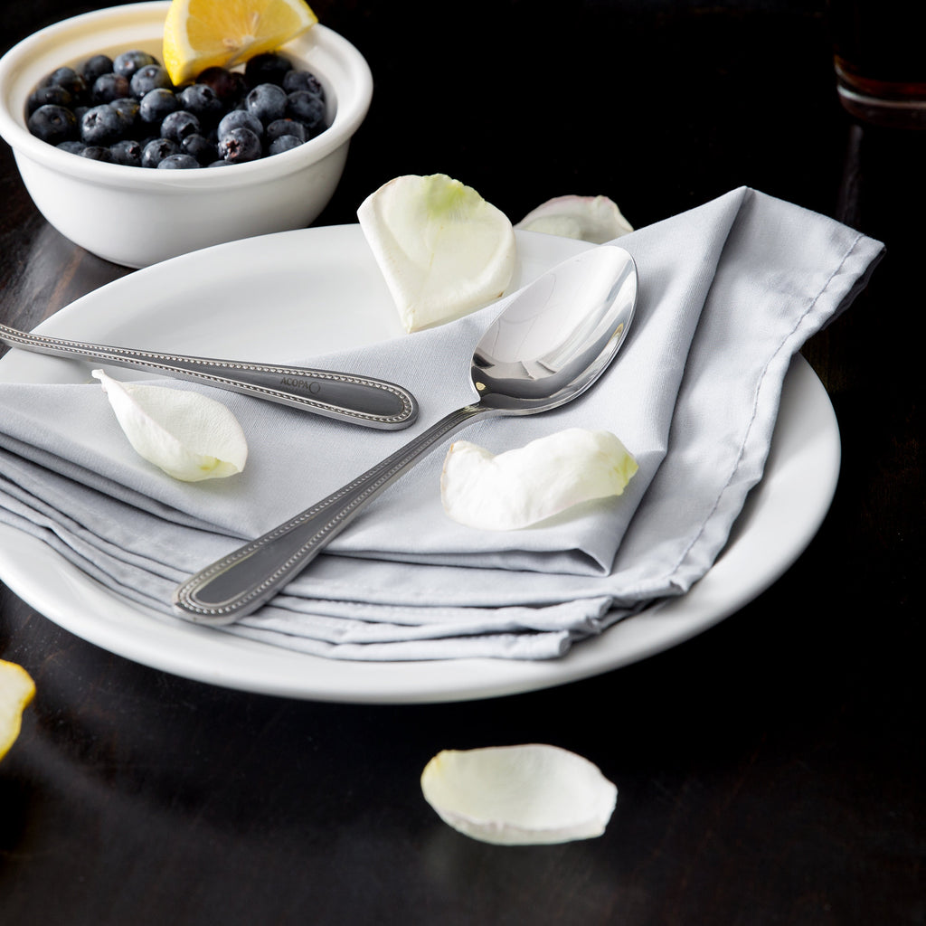 Acopa Milton 8 3/8" 18/0 Stainless Steel Medium Weight Tablespoon / Serving Spoon - 12/Pack