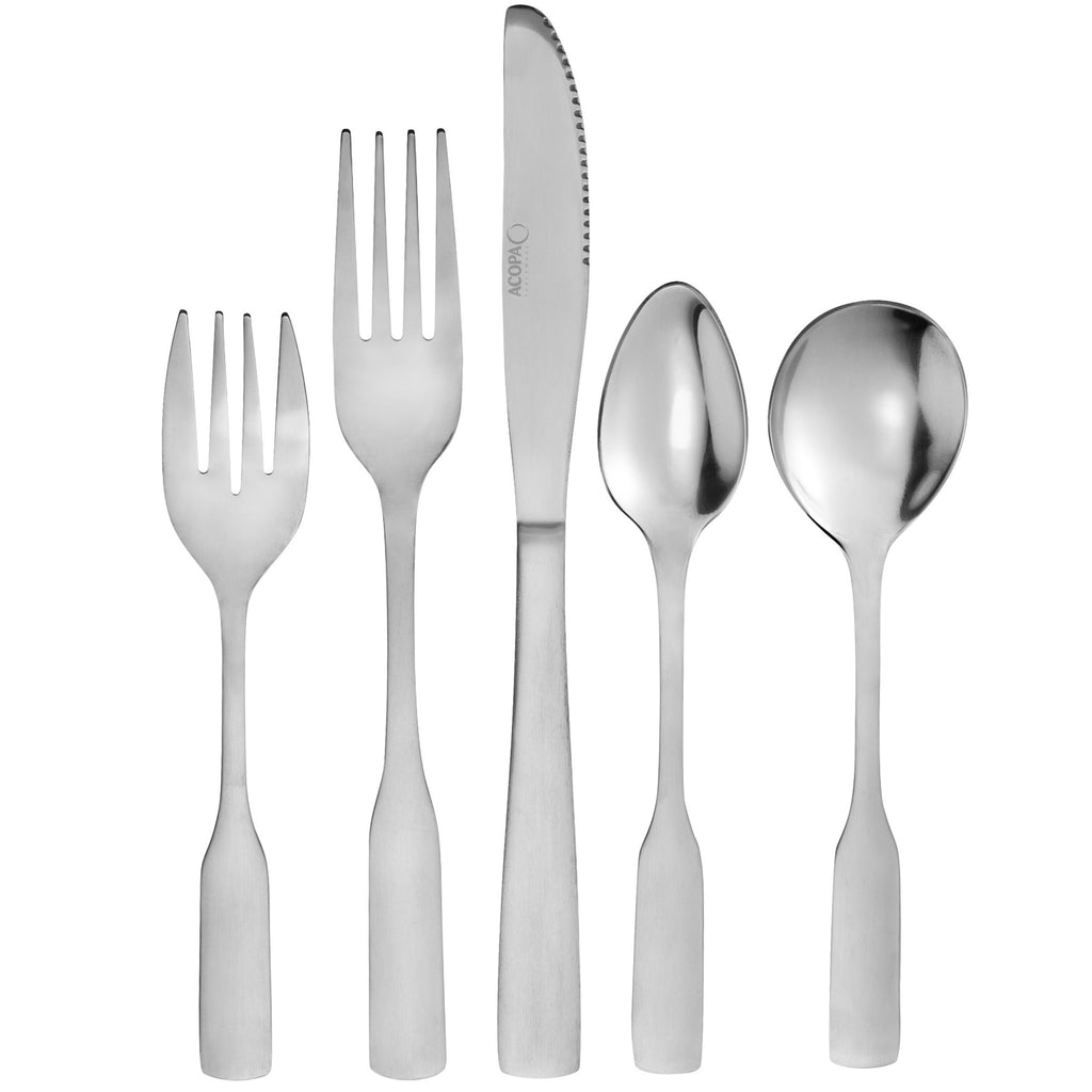 Acopa Bellwood 18/0 Stainless Steel Medium Weight Flatware Set with Service for 12