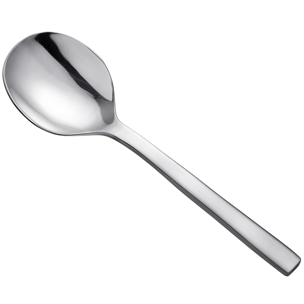 Oneida B449SBLF Chef's Table Satin 6 1/4" 18/0 Stainless Steel Heavy Weight Bouillon Spoon - 12/Pack