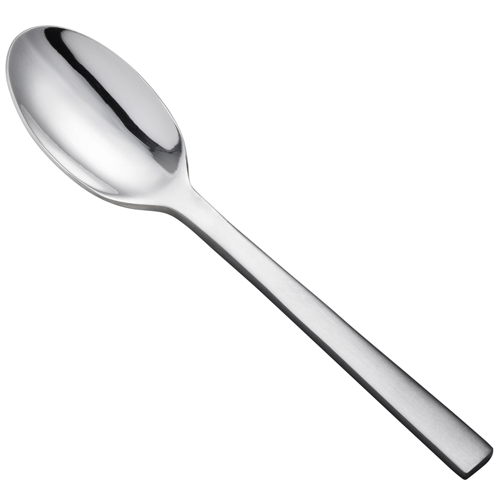 Oneida B449SDEF Chef's Table Satin 7" 18/0 Stainless Steel Heavy Weight Oval Bowl Soup / Dessert Spoon - 12/Pack