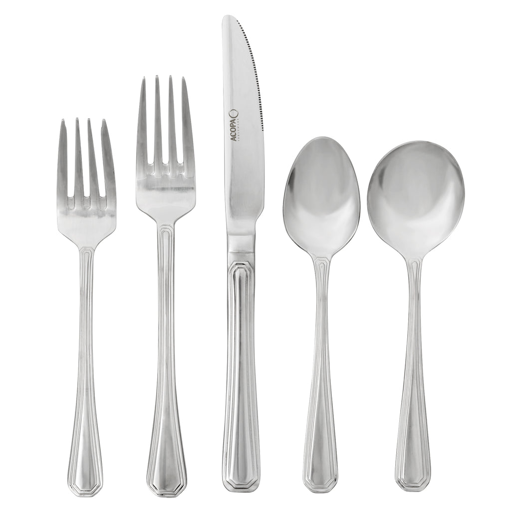 Acopa Landsdale 18/8 Stainless Steel Extra Heavy Weight Flatware Set with Service for 12