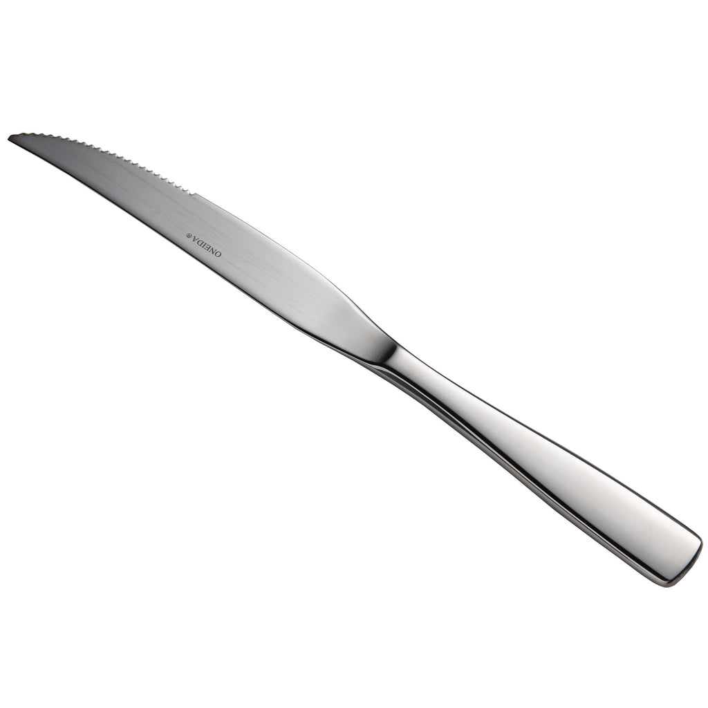 Oneida B443KSSF Tidal 9 1/2" 18/0 Heavy Weight Stainless Steel Steak Knife - 12/Pack