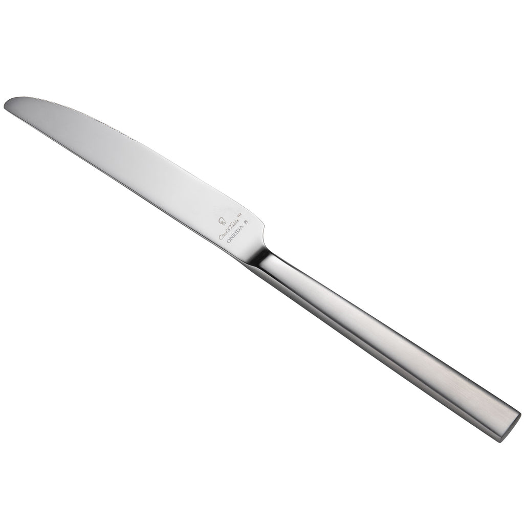 Oneida B449KDTF Chef's Table Satin 9 1/2" 18/0 Stainless Steel Heavy Weight Dinner Knife - 12/Pack