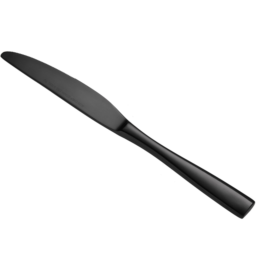 Bon Chef S3011B Manhattan 9" 18/10 Extra Heavy Weight Black Stainless Steel Dinner Knife - 12/Pack