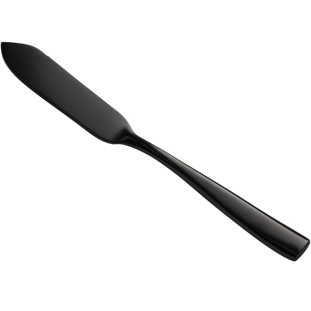 Bon Chef S3010B Manhattan 6 1/4" 18/10 Extra Heavy Weight Black Stainless Steel Butter Knife - 12/Pack