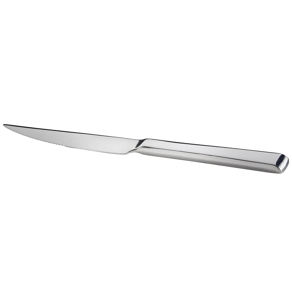 Master's Gauge by World Tableware 947 5762 Santorini Mirror 9 1/2" 18/10 Stainless Steel Extra Heavy Weight Steak Knife - 12/Pack