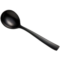 Bon Chef S3001BM Manhattan 6 3/8" 18/10 Extra Heavy Weight Matte Black Stainless Steel Bouillon Spoon - 12/Pack