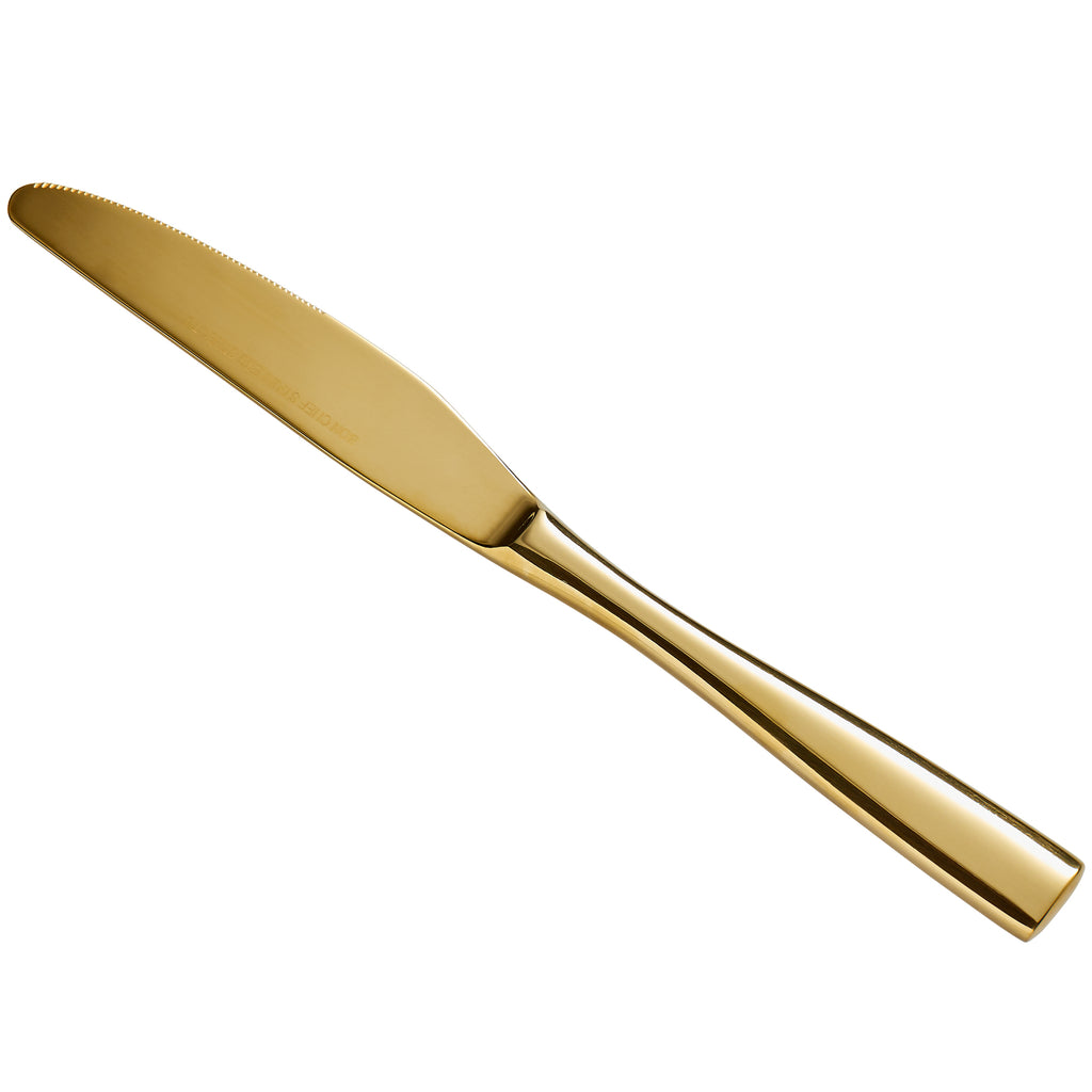 Bon Chef S3011G Manhattan 9" 18/10 Extra Heavy Weight Gold Stainless Steel Dinner Knife - 12/Pack
