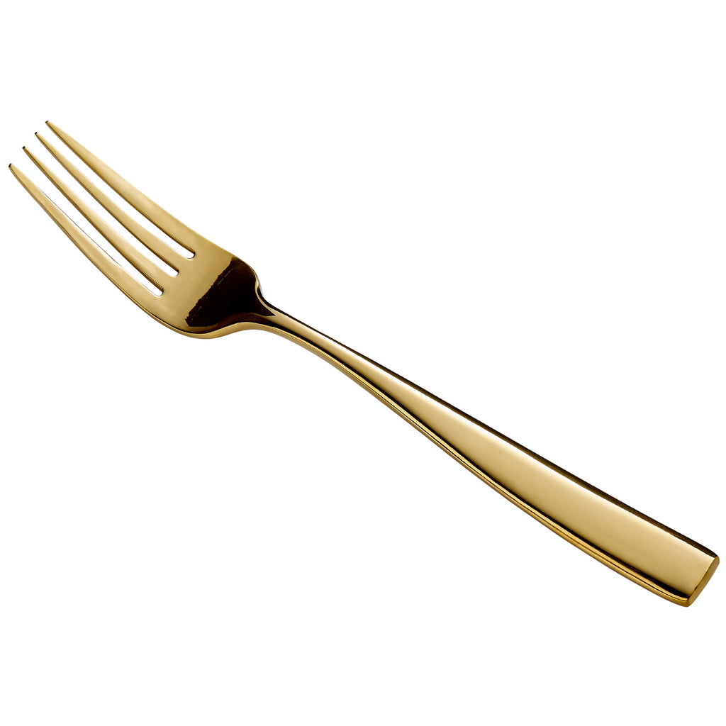 Bon Chef S3017G Manhattan 8 3/8" 18/10 Extra Heavy Weight Gold Stainless Steel European Dinner Fork - 12/Pack