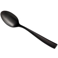 Bon Chef S3003BM Manhattan 7 3/4" 18/10 Extra Heavy Weight Matte Black Stainless Steel Soup / Dessert Spoon - 12/Pack