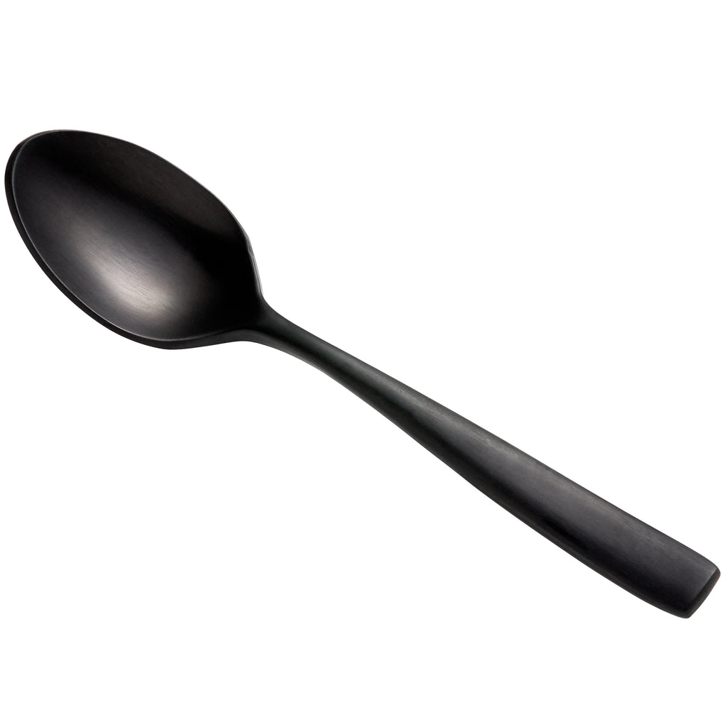 Bon Chef S3016BM Manhattan 4 7/8" 18/10 Extra Heavy Weight Matte Black Stainless Steel Demitasse Spoon - 12/Pack
