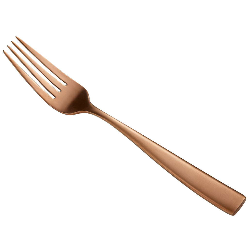 Bon Chef S3017RGM Manhattan 8 3/8" Extra Heavy Weight Matte Rose Gold Stainless Steel European Dinner Fork - 12/Pack