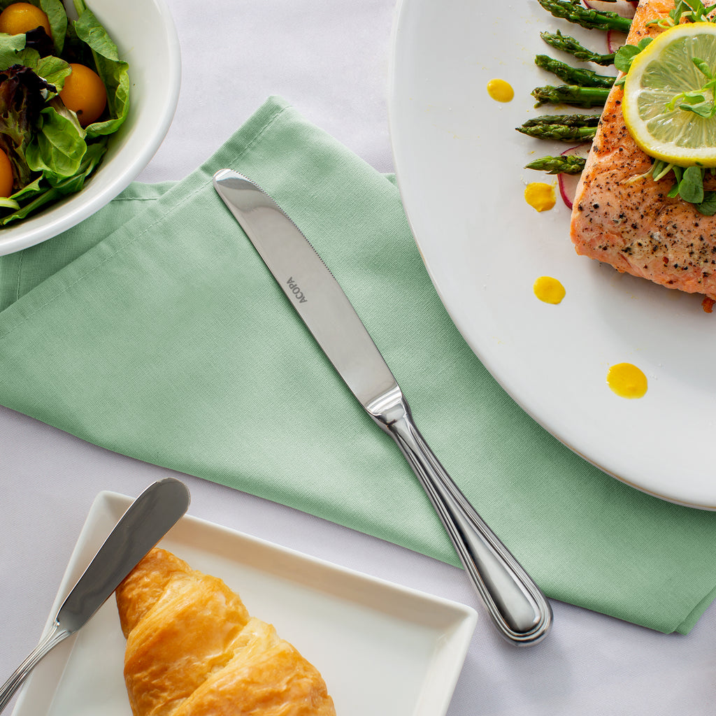 Acopa Edgeworth 9" 18/8 Stainless Steel Extra Heavy Weight Dinner Knife With Hollow Handle - 12/Pack