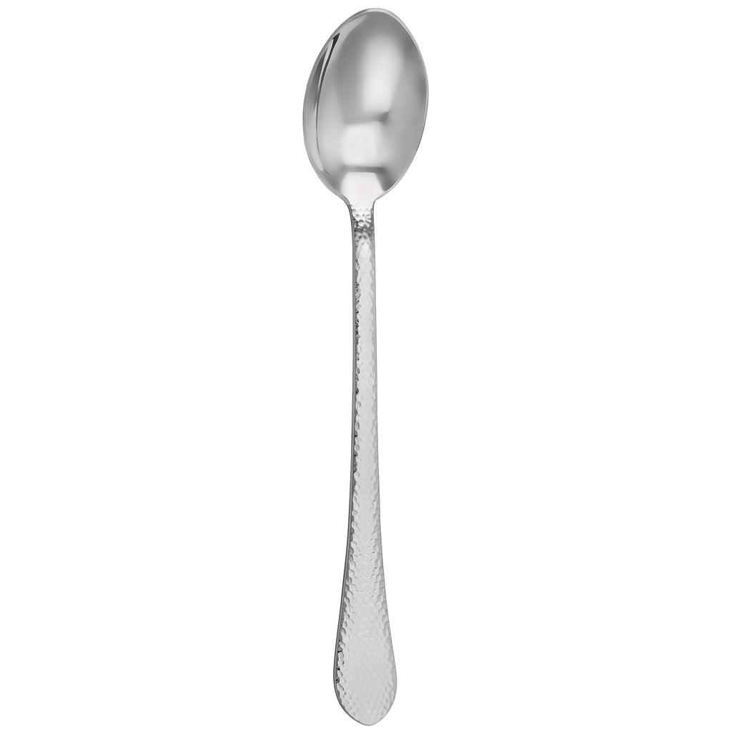 Walco IR125 Ironstone 13 1/2" 18/10 Stainless Steel Extra Heavy Weight Hammered Solid Serving Spoon