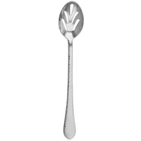 Walco IR126 Ironstone 13 1/2" 18/10 Stainless Steel Extra Heavy Weight Hammered Slotted Serving Spoon