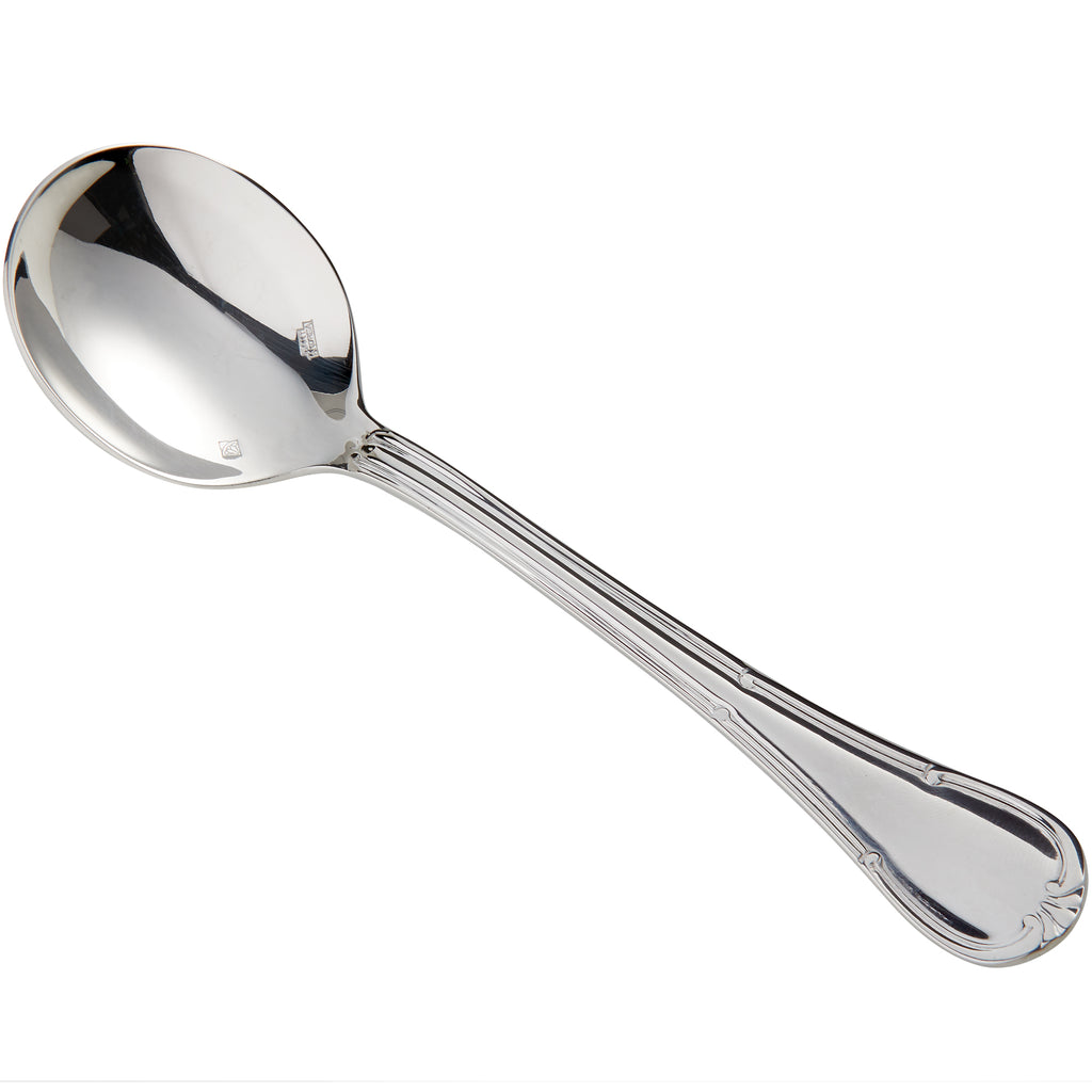 Oneida T022SRBF Donizetti 6 3/4" 18/10 Stainless Steel Extra Heavy Weight Round Bowl Soup Spoon - 12/Pack