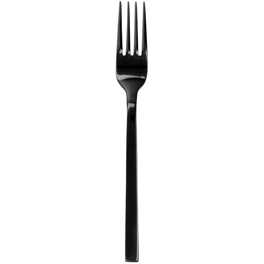 Walco BK0905 Semi 7 3/8" 18/10 Black Stainless Steel Extra Heavy Weight Dinner Fork - 12/Pack