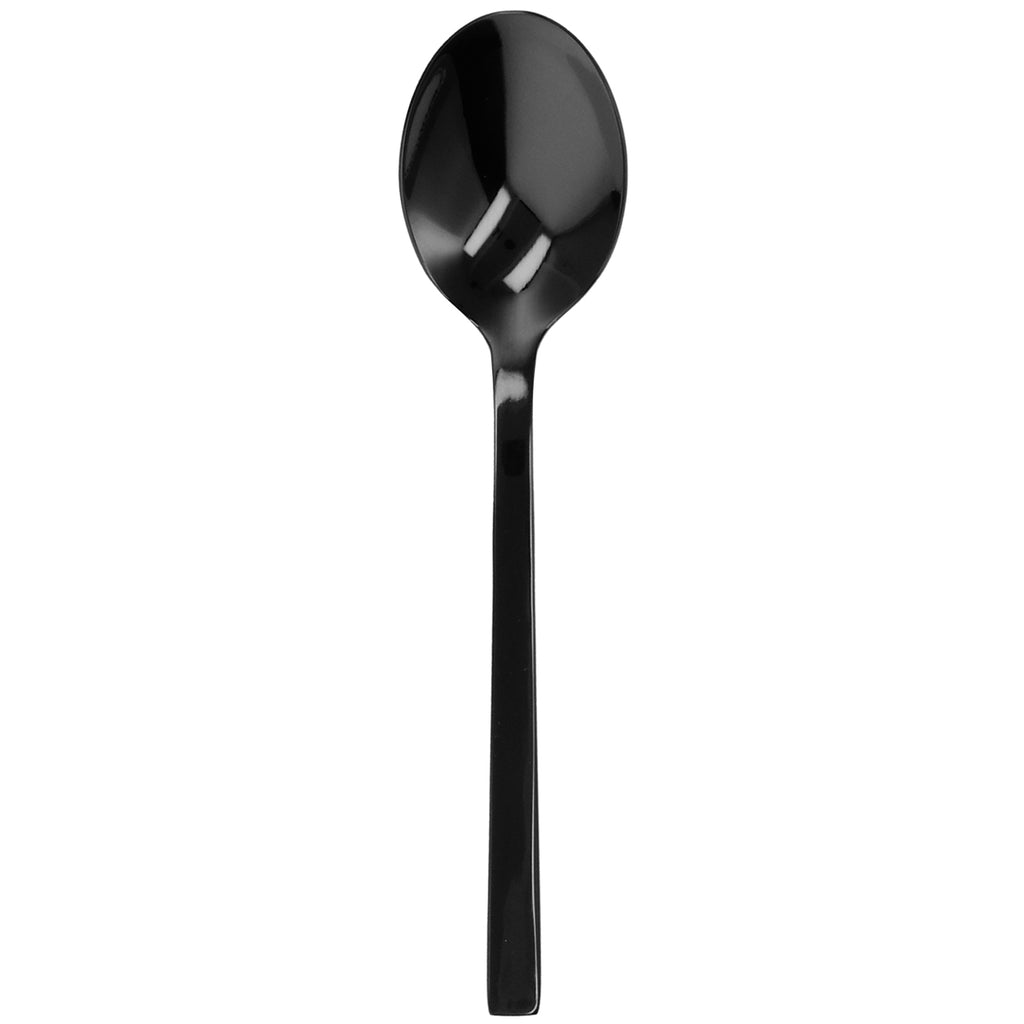 Walco BK0907 Semi 7 1/4" 18/10 Black Stainless Steel Extra Heavy Weight Dessert Spoon - 12/Pack