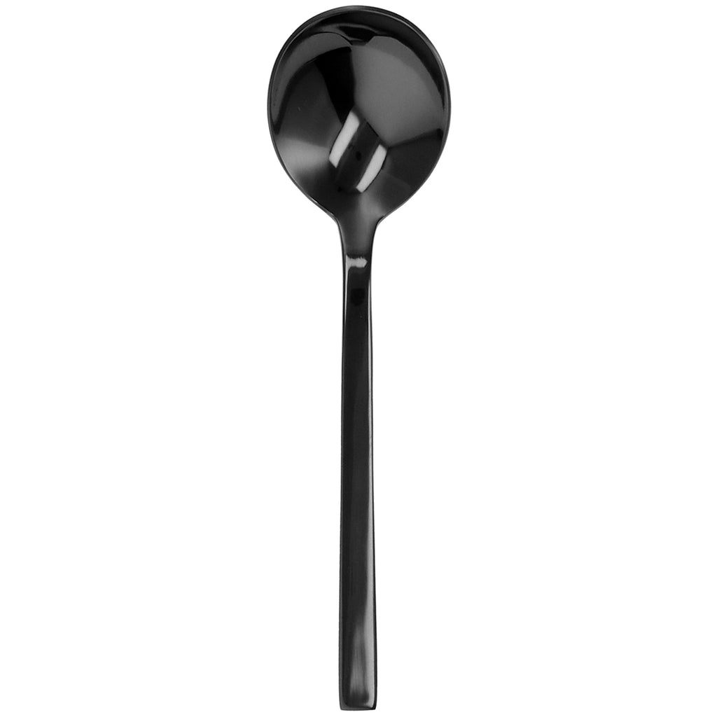 Walco BK0912 Semi 7" 18/10 Black Stainless Steel Extra Heavy Weight Bouillon Spoon - 12/Pack