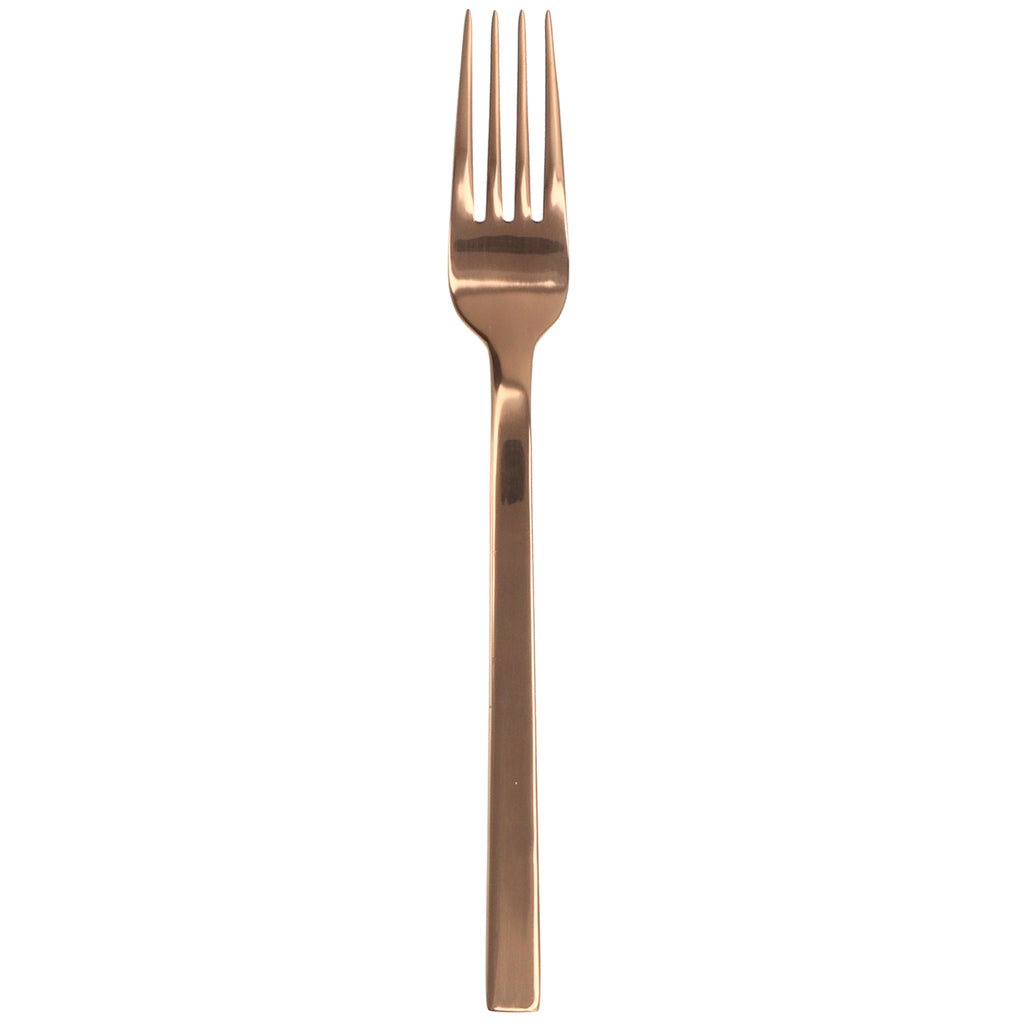 Walco RG09051 Semi 8 1/4" 18/10 Rose Gold Stainless Steel Extra Heavy Weight European Table Fork - 12/Pack