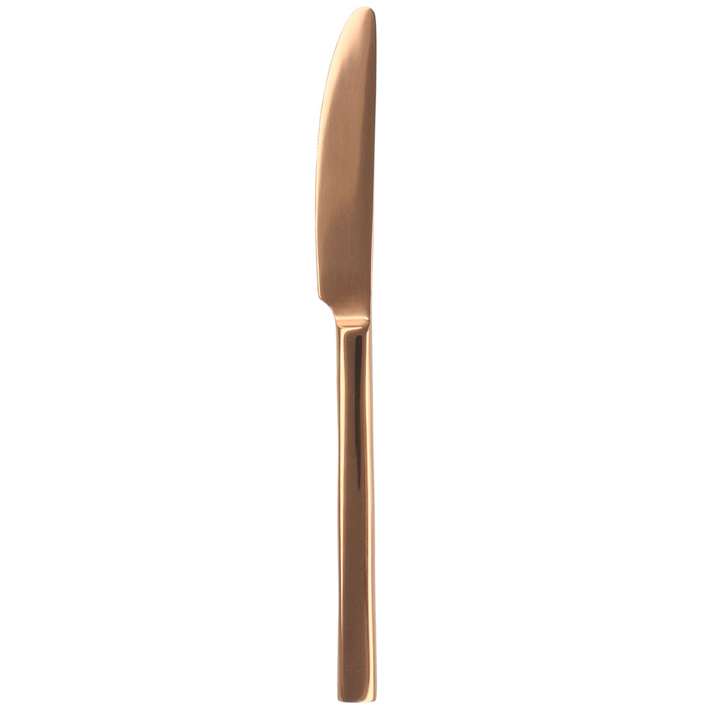 Walco RG0945 Semi 9" 18/10 Rose Gold Stainless Steel Extra Heavy Weight Dinner Knife - 12/Pack