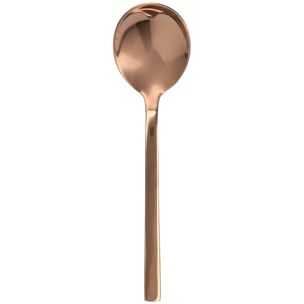 Walco RG0912 Semi 7" 18/10 Rose Gold Stainless Steel Extra Heavy Weight Bouillon Spoon - 12/Pack