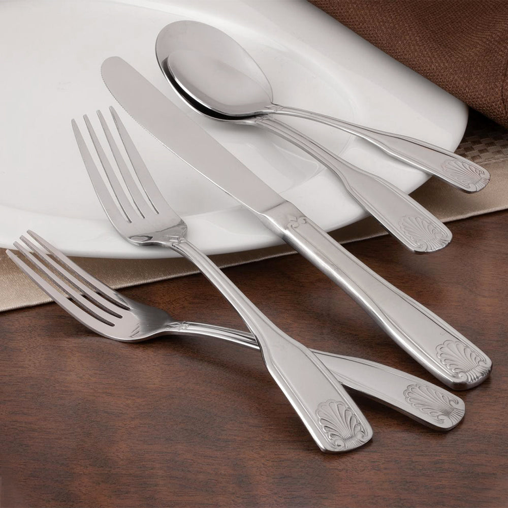 Walco 2805 FanFare 7 5/8" 18/0 Stainless Steel Heavy Weight Dinner Fork - 12/Pack