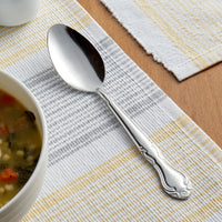 Choice Bethany 7 3/8" 18/0 Stainless Steel Dinner / Dessert Spoon - 12/Pack