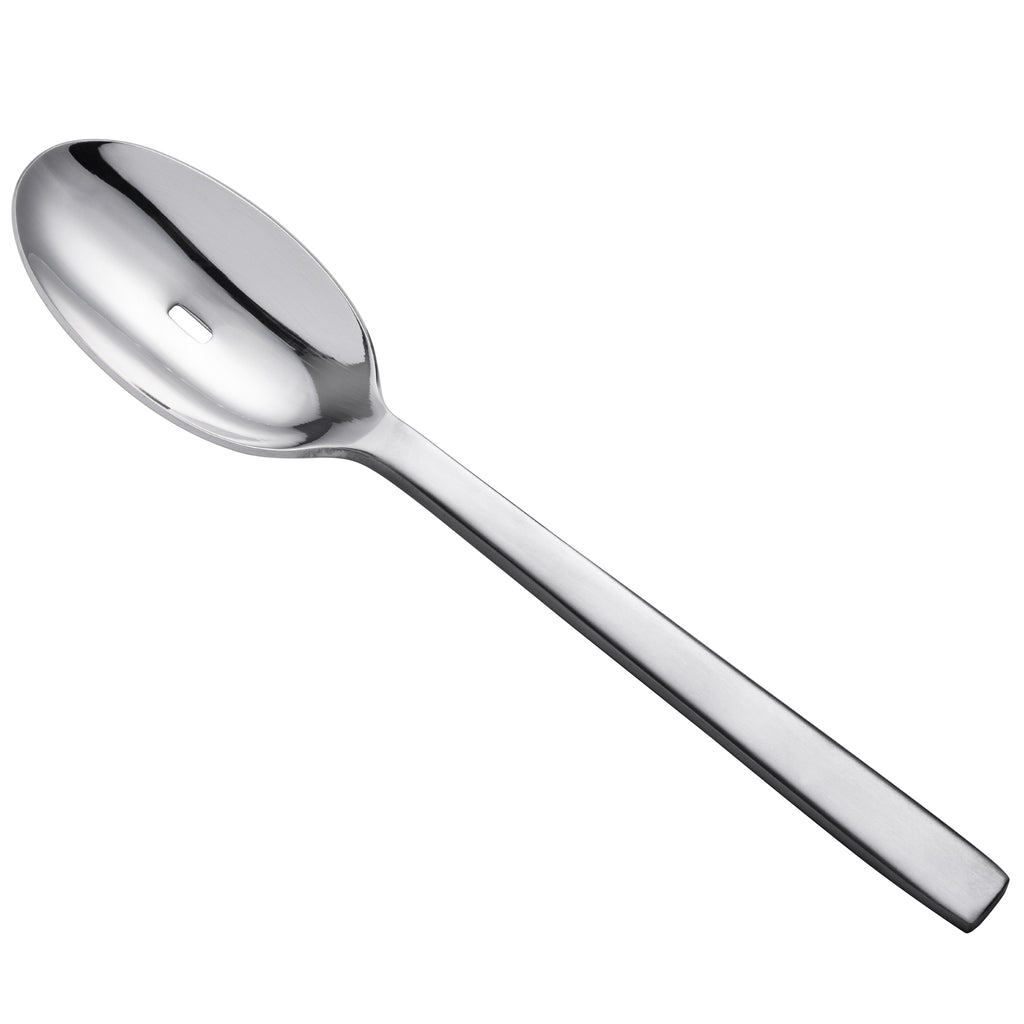 Oneida B449SPTF Chef's Table Satin 9" 18/0 Stainless Steel Heavy Weight Pierced / Slotted / PCD Serving Spoon - 12/Pack