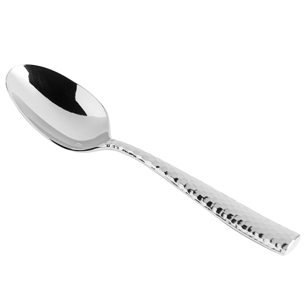 Fortessa 1.5.102.FC.011 Lucca Faceted 7 1/8" 18/10 Stainless Steel Extra Heavy Weight Dessert / Soup Spoon - 12/Pack