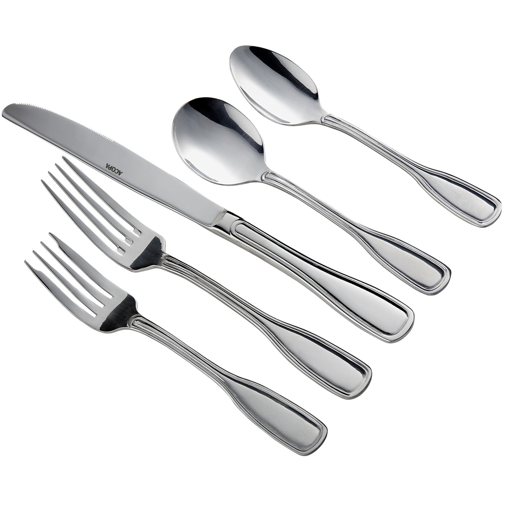 Acopa Scottdale 18/8 Stainless Steel Extra Heavy Weight Flatware Set with Service for 12