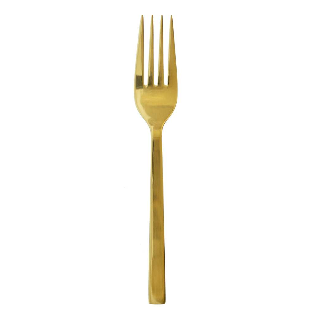 Oneida B408FCMF Chef's Table Gold 9 1/8" 18/0 Stainless Steel Heavy Weight Serving / Meat Fork - 12/Pack