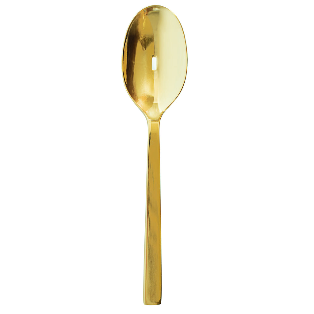Oneida B408SPTF Chef's Table Gold 9" 18/0 Stainless Steel Heavy Weight PCD Slotted Serving Spoon - 12/Pack