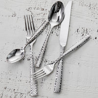 Fortessa 1.5.102.FC.002 Lucca Faceted 8" 18/10 Stainless Steel Extra Heavy Weight Dinner Fork - 12/Pack