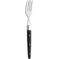 Amefa 2520AAB000320 Royal 9 1/16" 18/0 High Carbon Stainless Steel Dinner Fork with Black Plastic Handle - 6/Pack