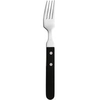 Amefa 700000B000340 7 7/8" 18/0 Stainless Steel Dinner Fork with Black Plastic Handle - 12/Pack
