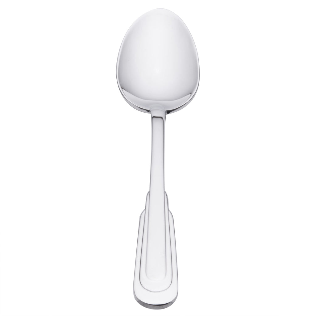 Oneida 2507SDEF Cityscape 7 1/4" 18/10 Stainless Steel Flatware Oval Bowl Soup / Dessert Spoon - 12/Pack