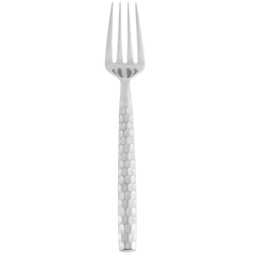 10 Strawberry Street HAMF-SF Hammer Forged 7 1/4" 18/0 Heavy Weight Stainless Steel Salad Fork - 12/Pack