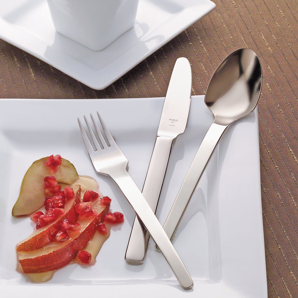 World Tableware 924 5502 Porto 18/8 Extra Heavy Weight Stainless Steel 9 1/4" Solid Handle Dinner Knife - 12/Pack