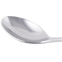 World Tableware 930 002 Briossa 7 1/8" 18/8 Stainless Steel Extra Heavy Weight Dessert Spoon - 12/Pack