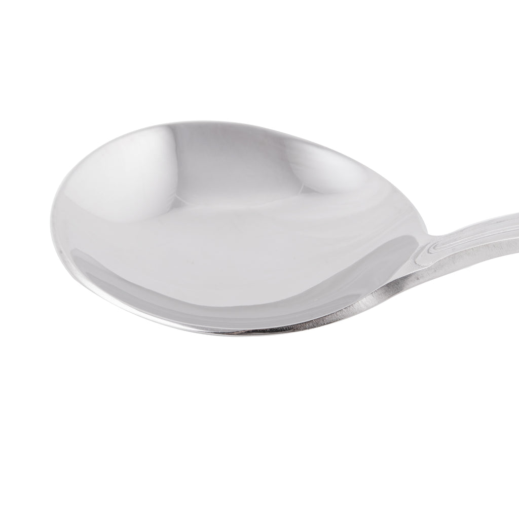 World Tableware 101 016 Classic Rim II 5 3/4" 18/8 Stainless Steel Extra Heavy Weight Bouillon Spoon - 12/Pack
